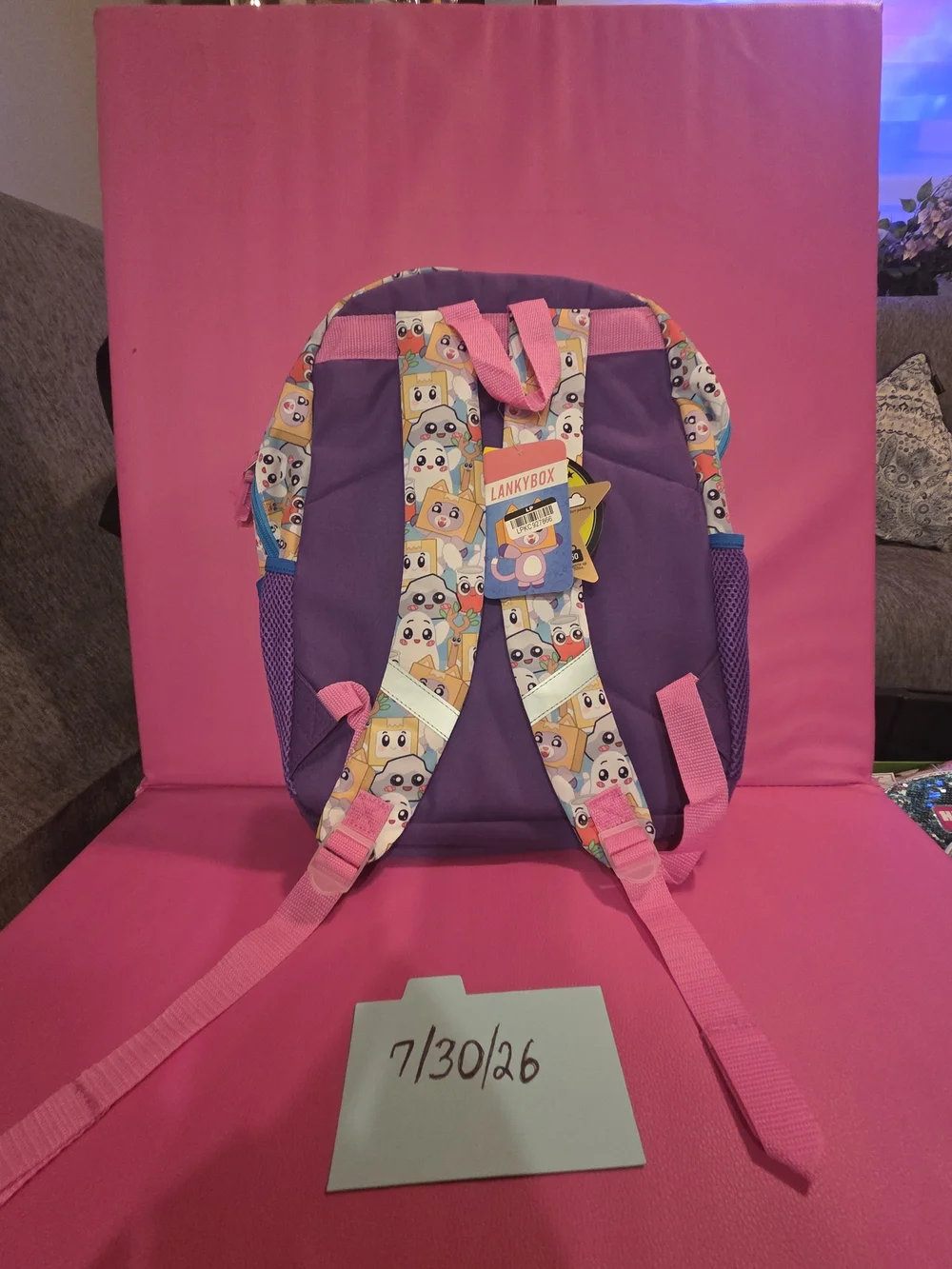 LankyBox Cartoon Cat Kids Backpack - Purple & Blue